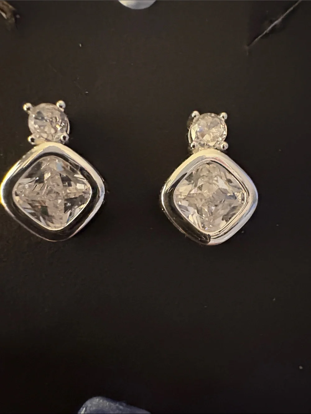 Silver-Tone Cz Stud Earrings
